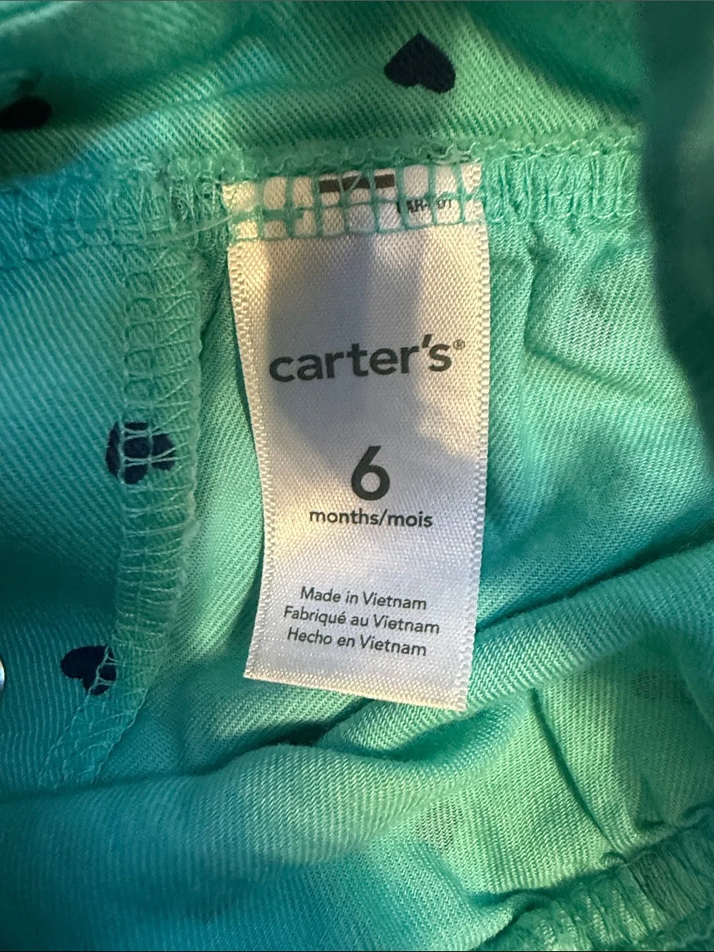 Carter's Teal Romper with Navy Heart Print